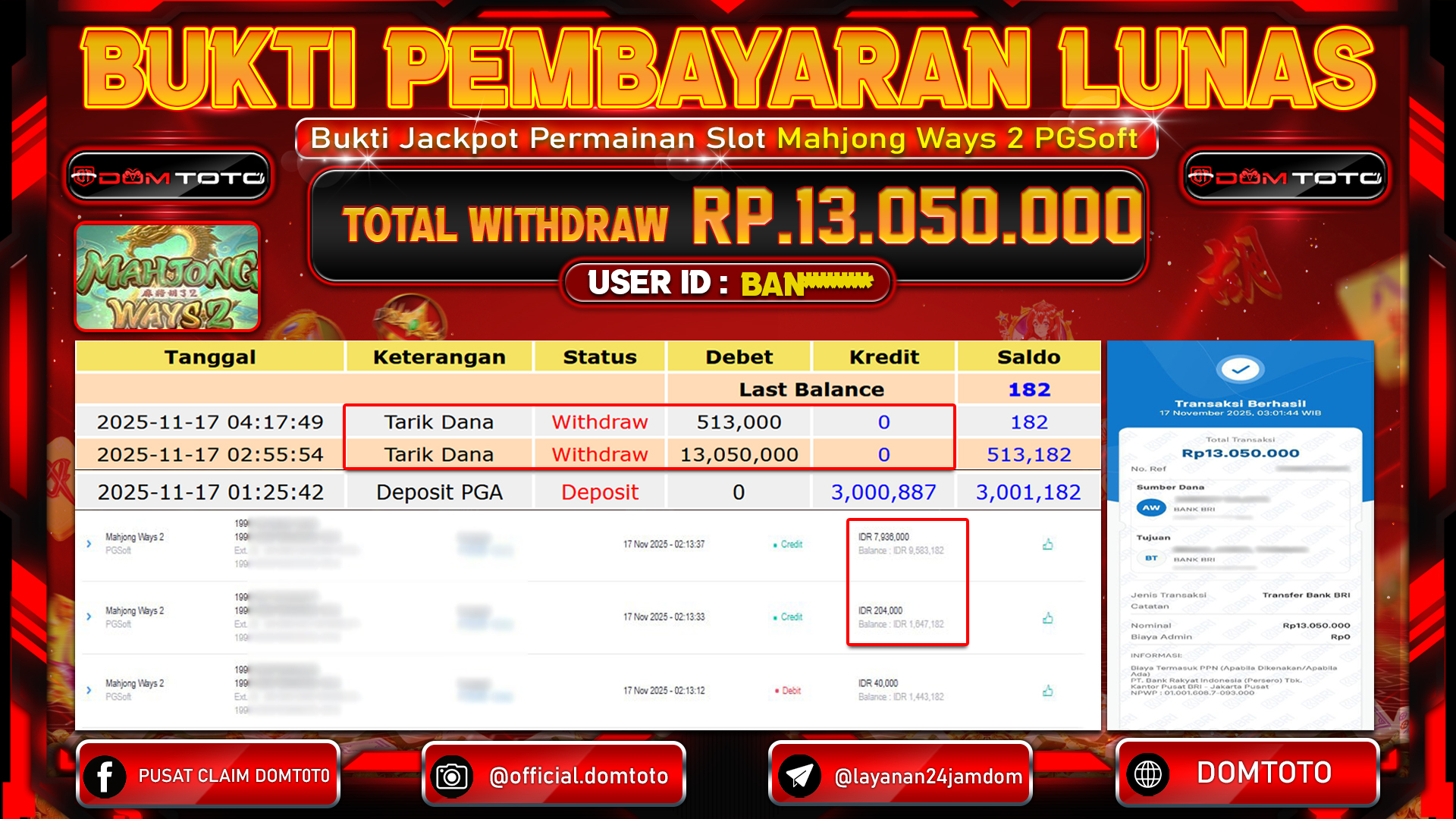 JACKPOT SLOT Mahjong Ways 2 PGSoft 17 NOVEMBER 2025